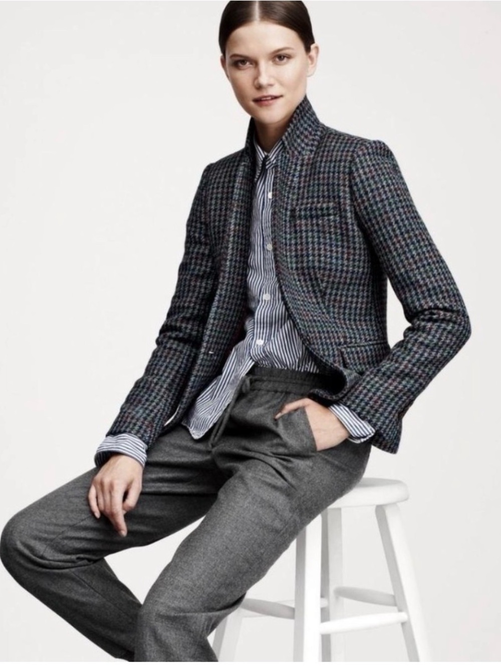 NWT J. Crew Women’s Regent Multicolor Houndstooth Blazer 100% Wool Capsule | 4